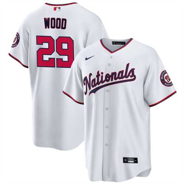 Mens Washington Nationals #29 James Wood White 2024 Home Limited Stitched Baseball Jersey Dzhi->washington nationals->MLB Jersey
